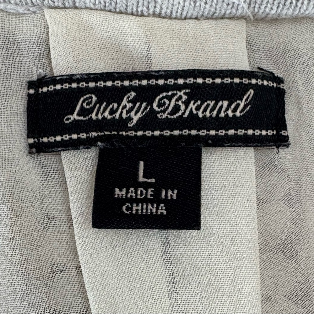 Lucky Brand Size Large Floral Grey Cotton Sweater EUC - Picture 4 of 5